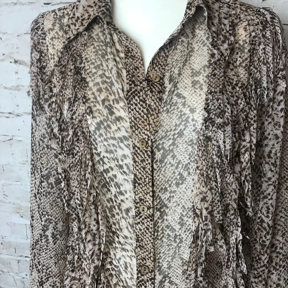 Chico’s Sheer Leopard Print Button Up - image 2